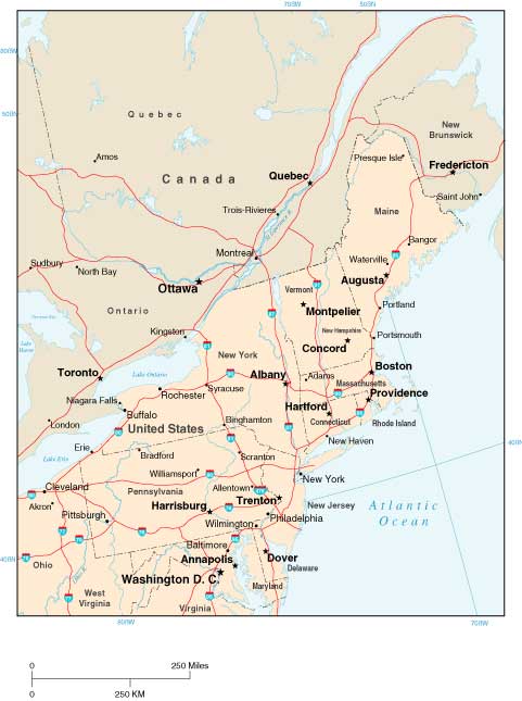 Standard Political North Eastern US Wall Maps - MapSales.com